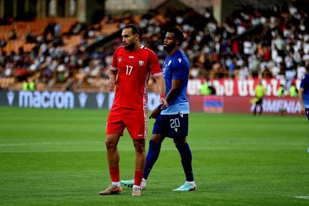 RECORD DATE NOT STATED International Friendlies: Armenia National Football Team v Moldova National Football Team Julio Bueno and Virgiliu Postolachi during the International Friendlies match between Armenia National Football Team and Moldova National Football Team at Vazgen Sargsyan Republican Stadium in Yerevan, Armenia on June 9, 2026