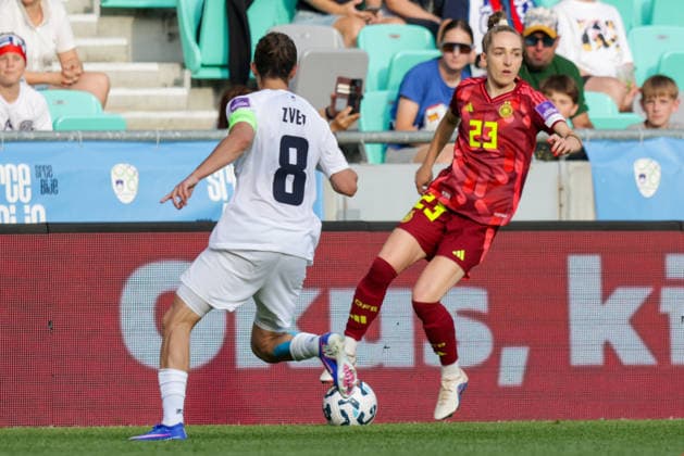 09 06 2026, xgrfx, Soccer World Cup Qualification Women, Slovenia Germany v l Mateja Zver Slovenia , Sophia Kleinherne German Womens National Team DFL DFB REGULATIONS PROHIBIT ANY USE OF PHOTOGRAPHS as IMAGE SEQUENCES and or QUASI VIDEO Ljubljana