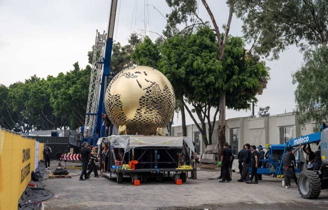 Soccer, men, 2025 26 season, FIFA Word Cup 2026 in Mexico, Canada and USA, Mexico City two days local time before the opening match, in the picture in the Aztec stadium Estadio Banorte preparations are still underway, 09 06 2026, Copyright: xMatthiasxKochx
