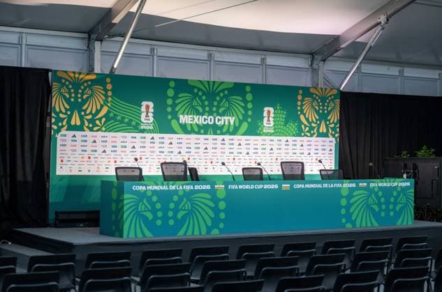 Soccer, men, 2025 26 season, FIFA Word Cup 2026 in Mexico, Canada and USA, Mexico City two days local time before the opening match, in the picture view into the media center in the Aztec stadium Estadio Banorte me area for the press conference, 09 06 2026, Copyright: xMatthiasxKochx