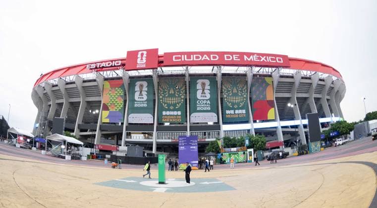 Soccer, men, 2025 26 season, FIFA Word Cup 2026 in Mexico, Canada and USA, Mexico City two days local time before the opening match, in the picture Aztec Stadium Estadio Banorte, 09 06 2026, Copyright: xMatthiasxKochx