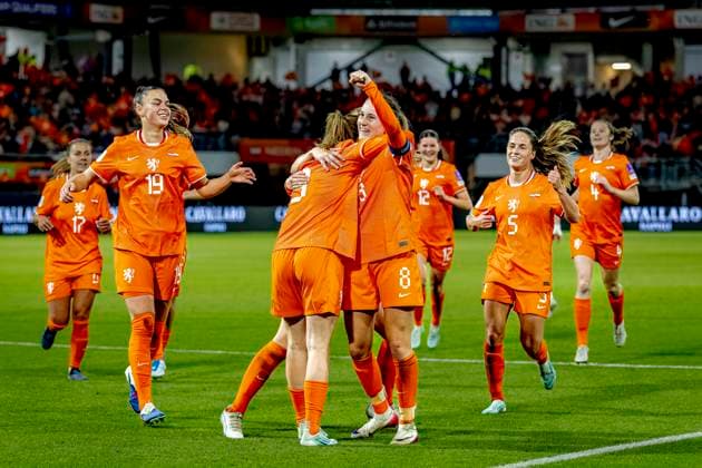ALMELO Netherlands player Liz Rijsbergen celebrates the goal during the World Cup Qualifiers at Asito Stadium on June 9, 2026 in Almelo, the Netherlands Photo by DeFodi Images