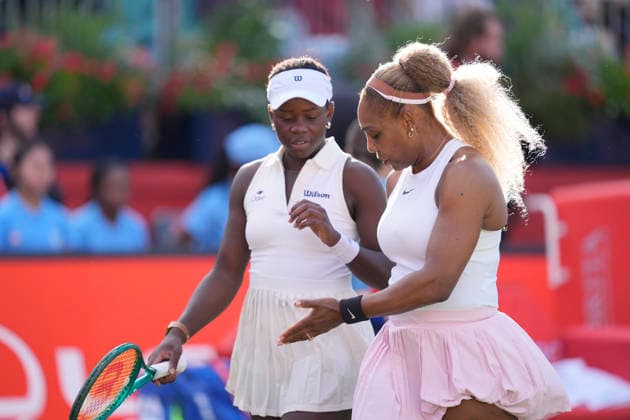 HSBC Championships - Day Two Serena Williams and Victoria Mboko compete during their round of 16 doubles match at The HSBC Championships 2026 women s tennis tournament at The Queen s Club in London, England, on June 9, 2026. London Greater London United Kingdom  Copyright: xOwenxHammondx originalFilename:hammond-thehsbcc260609_npqmu.jpg