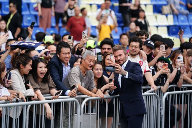 David Beckham In Hong Kong Former English Soccer player David Beckham taking a selfie at an event on June 10, 2026 in Hong Kong. (Photo by Ellan Mad Nexpher Images) Hong Kong