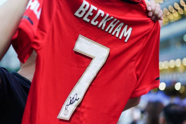 David Beckham in Hong Kong A jersey signed by Former English soccer player David Beckham at an event on June 10, 2026 in Hong Kong. (Photo by Ellan Mad Nexpher Images) Hong Kong