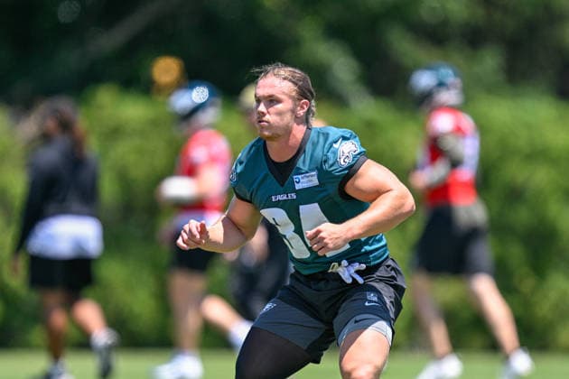 PHILADELPHIA, PA - JUNE 09: Philadelphia Eagles fullback Carson Steele 34 is shown during the Philadelphia Eagles off season minicamp on June 9th, 2026 at the Jefferson Health Training Complex in Philadelphia, PA. (Photo by Terence Lewis Icon Sportswire) NFL, American Football Herren, USA JUN 09 Philadelphia Eagles Minicamp EDITORIAL USE ONLY Icon260609061