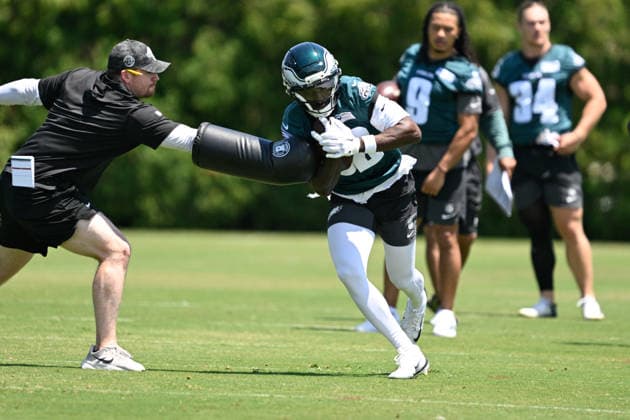 PHILADELPHIA, PA - JUNE 09: Philadelphia Eagles wide receiver Danny Gray 82 is shown during the Philadelphia Eagles off season minicamp on June 9th, 2026 at the Jefferson Health Training Complex in Philadelphia, PA. (Photo by Terence Lewis Icon Sportswire) NFL, American Football Herren, USA JUN 09 Philadelphia Eagles Minicamp EDITORIAL USE ONLY Icon260609078