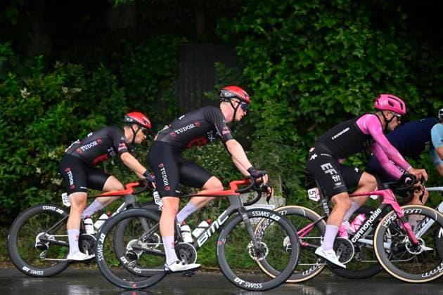 Circuit Franco Belge 2026 Cycling Race MONT-DE-L ENCLUS, BELGIUM - JUNE 10 : Schwarzbacher Matthias (SVK) of EF Education - Easypost, Van Den Boer Seppe (BEL) of Tudor Pro Cycling Team, De Kleijn Arvid (NED) of Tudor Pro Cycling Team during the 85th edition of Circuit Franco Belge an UCI ProSeries 1.Pro one day cycling road race for Men Elite of 195.6 km with start in Tournai and finish in Mont-de-L enclus on June 10, 2026 in Mont-de-L enclus, Belgium, 10 06 2026 ( Motordriver Stephan Boone - Mont-de-L enclus Belgium  Copyright: xTomasxSiskx