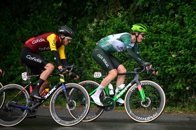 Circuit Franco Belge 2026 Cycling Race MONT-DE-L ENCLUS, BELGIUM - JUNE 10 : Ibanez Javier (ESP) of Caja Rural - Seguros RGA, Izquierdo Clement (FRA) of Cofidis during the 85th edition of Circuit Franco Belge an UCI ProSeries 1.Pro one day cycling road race for Men Elite of 195.6 km with start in Tournai and finish in Mont-de-L enclus on June 10, 2026 in Mont-de-L enclus, Belgium, 10 06 2026 ( Motordriver Stephan Boone - Mont-de-L enclus Belgium  Copyright: xTomasxSiskx