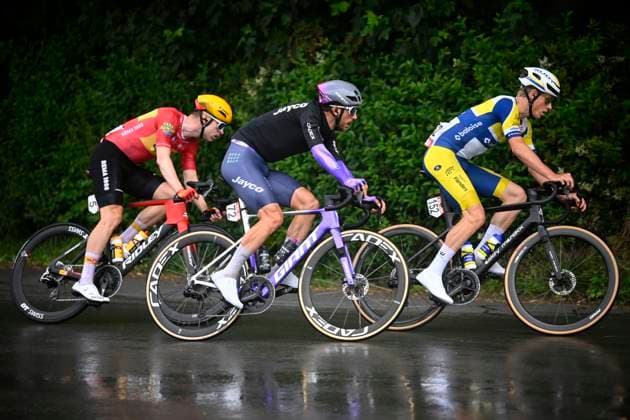 Circuit Franco Belge 2026 Cycling Race MONT-DE-L ENCLUS, BELGIUM - JUNE 10 : Lanhove Milan (BEL) of Team Flanders - Baloise, De Bondt Dries (BEL) of Team Jayco AlUla during the 85th edition of Circuit Franco Belge an UCI ProSeries 1.Pro one day cycling road race for Men Elite of 195.6 km with start in Tournai and finish in Mont-de-L enclus on June 10, 2026 in Mont-de-L enclus, Belgium, 10 06 2026 ( Motordriver Stephan Boone - Mont-de-L enclus Belgium  Copyright: xTomasxSiskx
