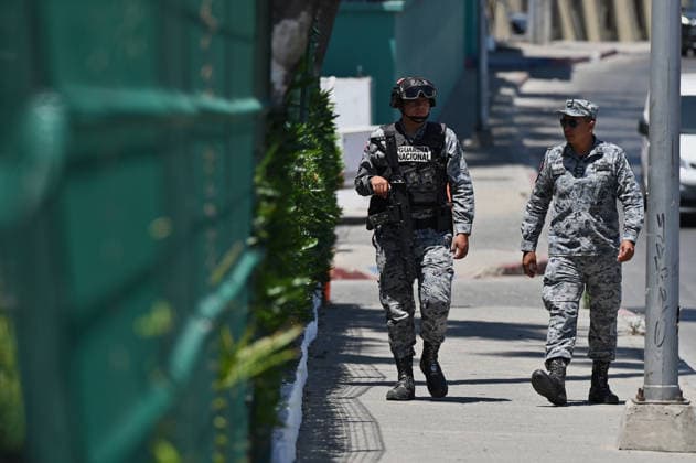 Iran National Football Team Tijuana Mexico FIFA World Cup, WM, Weltmeisterschaft, Fussball 2026 TIJUANA, MEXICO - JUNE 09: Mexican National Guard officers patrol outside the Marriott Tijuana Hotel on Tuesday, June 09, 2026 in Tijuana, Mexico, where Iran s national team, Nationalteam players are staying overnight while conducting their training sessions at the Caliente Football Stadium nearby before their game in Los Angeles, California for the FIFA 2026 World Cup football tournament. Carlos A. Moreno Anadolu Tijuana Mexico. Editorial use only. Please get in touch for any other usage.  Copyright: x2026xAnadoluxCarlosxA.xMorenox