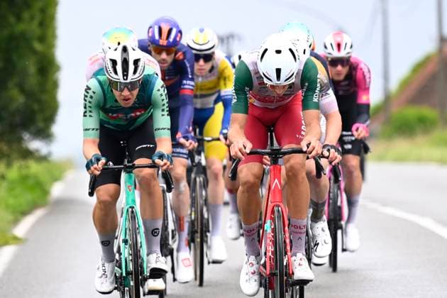Circuit Franco Belge 2026 Cycling Race MONT-DE-L ENCLUS, BELGIUM - JUNE 10 : Gomez Iker (ESP) of Equipo Kern Pharma, Pietrobon Andrea (ITA) of Team Polti VisitMalta during the 85th edition of Circuit Franco Belge an UCI ProSeries 1.Pro one day cycling road race for Men Elite of 195.6 km with start in Tournai and finish in Mont-de-L enclus on June 10, 2026 in Mont-de-L enclus, Belgium, 10 06 2026 ( Motordriver Stephan Boone - Mont-de-L enclus Belgium  Copyright: xTomasxSiskx