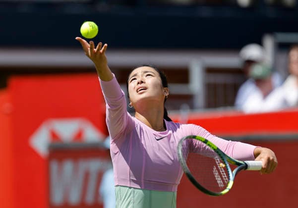 RECORD DATE NOT STATED 10th June 2026; HSBC Championships, Queens Club, West Kensington, London, England; HSBC Championships Tennis, Day One; Alexandra Eala (PHI) serves to Iva Jovic (USA) HongboxChen