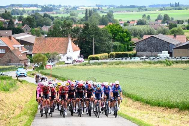 Circuit Franco Belge 2026 Cycling Race MONT-DE-L ENCLUS, BELGIUM - JUNE 10 : riders of team Lotto Intermarche, rider of team Tudor Pro Cycling Team, riders of team Alpecin-Premier Tech leading the peloton during the 85th edition of Circuit Franco Belge an UCI ProSeries 1.Pro one day cycling road race for Men Elite of 195.6 km with start in Tournai and finish in Mont-de-L enclus on June 10, 2026 in Mont-de-L enclus, Belgium, 10 06 2026 ( Motordriver Stephan Boone - Mont-de-L enclus Belgium  Copyright: xTomasxSiskx