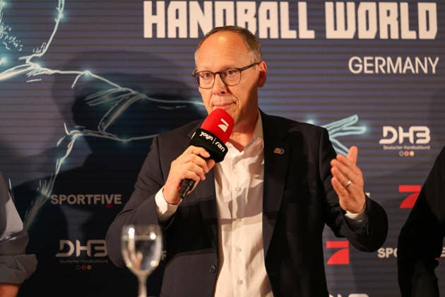 Mark Schober CEO DHB at the Handball Talk before the draw, GER, Draw for the IHF Mens Handball World Championship 2027, 10 06 2026, GER, Draw for the IHF Mens Handball World Championship 2027, 10 06 2026 Munich Copyright: xEibner-Pressefoto JennixMaulx EP_JML