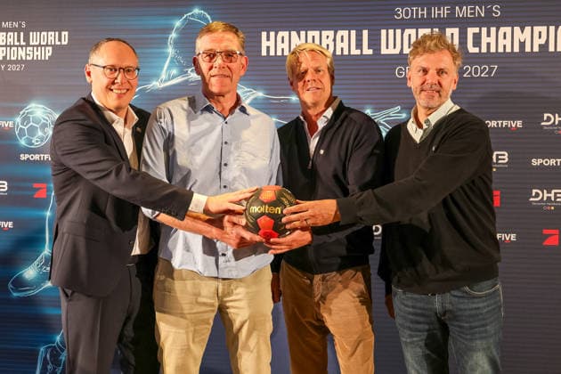 Handball, World Championship 2027, talk with national coach Alfred Gislason before the draw in Munich