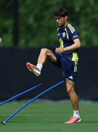 Aaron Hickey of Scotland Scotland Training Session and press conference, PK, Pressekonferenz 2026 FIFA World Cup, WM, Weltmeisterschaft, Fussball Football, Atrium Health Performance Park, Charlotte, USA - 10 Jun 2026Charlotte Atrium Health Performance Park United States of America EDITORIAL USE ONLY No use with unauthorised audio, video, data, fixture lists, club league logos or live services. Online in-match use limited to 120 images, no video emulation. No use in betting, games or single club league player publications.  Copyright: xMichaelxZemanek Shutterstockx 16919987h