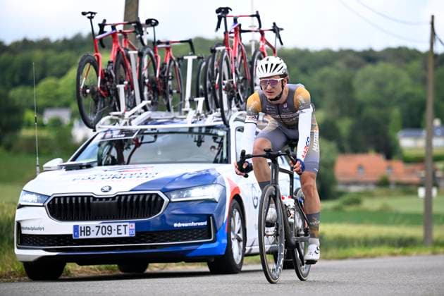 Circuit Franco Belge 2026 Cycling Race MONT-DE-L ENCLUS, BELGIUM - JUNE 10 : Dallemagne Leopold (BEL) of Aarco during the 85th edition of Circuit Franco Belge an UCI ProSeries 1.Pro one day cycling road race for Men Elite of 195.6 km with start in Tournai and finish in Mont-de-L enclus on June 10, 2026 in Mont-de-L enclus, Belgium, 10 06 2026 ( Motordriver Stephan Boone - Mont-de-L enclus Belgium  Copyright: xTomasxSiskx