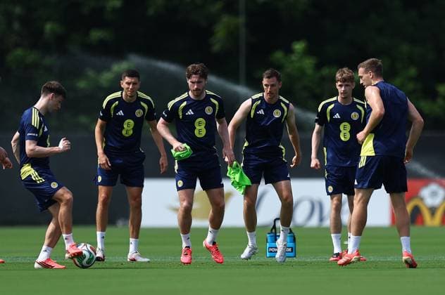 Kieran Tierney of Scotland and Anthony Ralston of Scotland Scotland Training Session and press conference, PK, Pressekonferenz 2026 FIFA World Cup, WM, Weltmeisterschaft, Fussball Football, Atrium Health Performance Park, Charlotte, USA - 10 Jun 2026Charlotte Atrium Health Performance Park United States of America EDITORIAL USE ONLY No use with unauthorised audio, video, data, fixture lists, club league logos or live services. Online in-match use limited to 120 images, no video emulation. No use in betting, games or single club league player publications.  Copyright: xMichaelxZemanek Shutterstockx 16919987ar