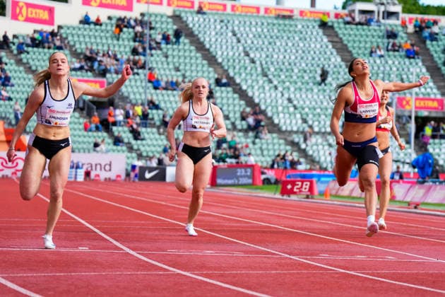 Athletics Bislett Games 2026 Oslo 20260610 Maren Bakke Amundsen, Marte Pettersen and Miranda Lauvstad in the womens 200m national event during the Bislett Games at Bislett Stadium in Oslo Photo Heiko Junge NTB Oslo Norway EDITORIAL USE ONLY RESTRICTED USE FOR BETTING COMPANIES  Copyright: xHeikoxJungex xNTBx