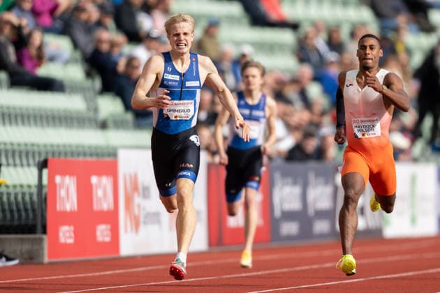 260610 Andreas Grimerud of Norway and Alex Haydock Wilson of Great Britain compete in men™s 400 meter national final during the Diamond League athletics competition Bislett Games on June 10, 2026 in Oslo Photo Marius Simensen BILDBYRAN COP 238 MM0071 bbeng friidrett friidrott athletics diamond league bislett games 2026 bislett games norge norway  Copyright: MARIUSxSIMENSEN BB260610BB357