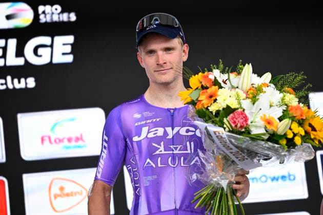 Circuit Franco Belge 2026 Cycling Race MONT-DE-L ENCLUS, BELGIUM - JUNE 10 : Foldager Anders (DEN) of Team Jayco AlUla pictured during the podium ceremony of the 85th edition of Circuit Franco Belge an UCI ProSeries 1.Pro one day cycling road race for Men Elite of 195.6 km with start in Tournai and finish in Mont-de-L enclus on June 10, 2026 in Mont-de-L enclus, Belgium, 10 06 2026 ( Motordriver Stephan Boone - Mont-de-L enclus Belgium  Copyright: xTomasxSiskx