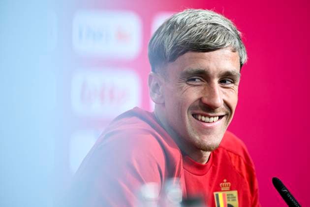 Belgian national football team - FIFA World Cup, WM, Weltmeisterschaft, Fussball 2026 - media activities 10 06 2026 RENTON, UNITED STATES OF AMERICA - JUNE 10 : Saelemaekers Alexis midfielder of Belgium talking to the press during a press conference, PK, Pressekonferenz of the Belgian national football team during the FIFA World Cup 2026 on June 10, 2026 in Renton, United States of America, 10 06 2026 Renton United States of America  Copyright: xNicoxVereeckenx