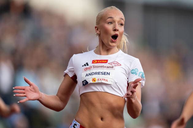 260610 Lovise Andresen Skarbovik of Norway celebrates after women™s 100 meter hurdles national final during the Diamond League athletics competition Bislett Games on June 10, 2026 in Oslo Photo Marius Simensen BILDBYRAN COP 238 MM0071 bbeng friidrett friidrott athletics diamond league bislett games 2026 bislett games norway jubel  Copyright: MARIUSxSIMENSEN BB260610BB458