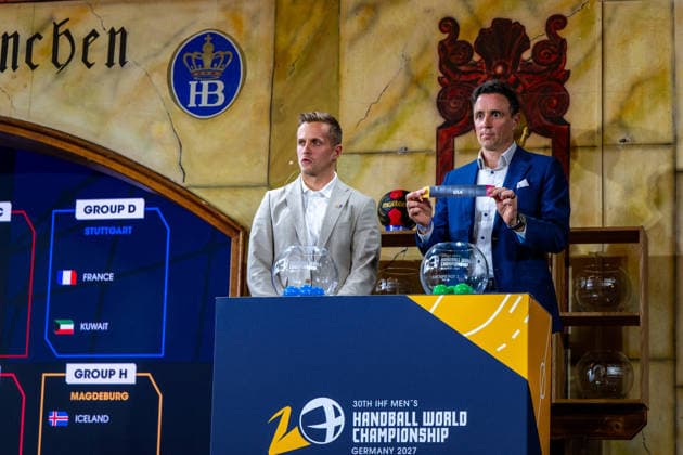 FINAL DRAW IHF MensÂ s Handball World Championship Germany 2027 10 06 2026 The final group draw for the Handball World Championship 2027 will take place today at the Hofbräuhaus in Munich - pictured are lottery draw winners Dominik KAHUN and Pascal JENNY Copyright: xBEAUTIFULxSPORTS Goldbergx