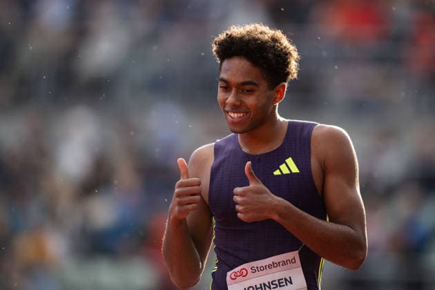 260610 Anthony Ommundsen Johnsen of Norway after men™s 110 meter hurdles national final during the Diamond League athletics competition Bislett Games on June 10, 2026 in Oslo Photo Marius Simensen BILDBYRAN COP 238 MM0071 bbeng friidrett friidrott athletics diamond league bislett games 2026 bislett games norway jubel  Copyright: MARIUSxSIMENSEN BB260610BB472