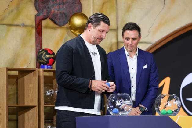 Stefan Kretzschmar former German handball player and Pascal Jenny IHF board member at the draw, GER, Draw for the 2027 IHF Mens Handball World Championship, 10 06 2026, GER, Draw for the 2027 IHF Mens Handball World Championship, 10 06 2026 Munich Copyright: xEibner-Pressefoto JennixMaulx EP_JML