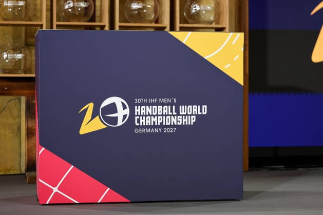 The logo of the 2027 Handball World Championship at the draw in the Hofbraeuhaus in Munich, GER, Draw for the 2027 IHF Mens Handball World Championship, 10 06 2026, GER, Draw for the 2027 IHF Mens Handball World Championship, 10 06 2026 Munich Copyright: xEibner-Pressefoto JennixMaulx EP_JML