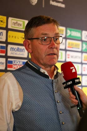 Alfred Gislason national coach, DHB, Germany at the interview after the draw, GER, Draw for the IHF Mens Handball World Championship 2027, 10 06 2026, GER, Draw for the IHF Mens Handball World Championship 2027, 10 06 2026 Munich Copyright: xEibner-Pressefoto JennixMaulx EP_JML
