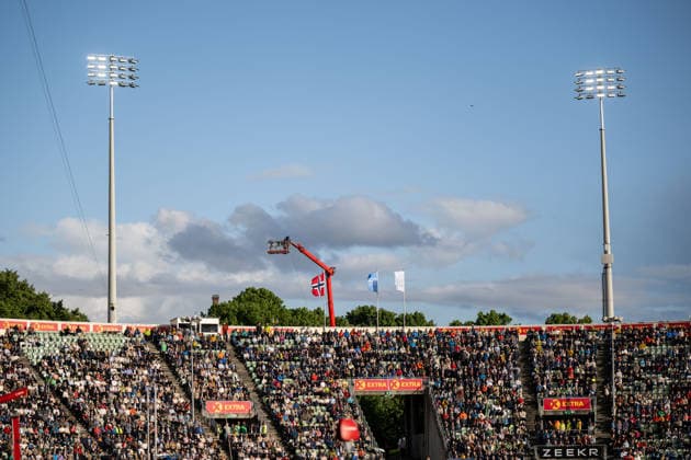 260610 Spectators in the stands during the Diamond League athletics competition Bislett Games on June 10, 2026 in Oslo Photo Marius Simensen BILDBYRAN COP 238 MM0071 bbeng friidrett friidrott athletics diamond league bislett games 2026 bislett games norge norway publik  Copyright: MARIUSxSIMENSEN BB260610BB516