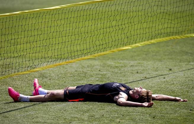KANSAS CITY - Frenkie de Jong of the Netherlands during a training session of the Dutch national team, Nationalteam at Riverside Stadium on June 10, 2026, in Kansas City. The Dutch national team is preparing for the 2026 FIFA World Cup, WM, Weltmeisterschaft, Fussball ROBIN VAN LONKHUIJSEN ANP xVIxANPxSportx xxANPxIVx 560665968 originalFilename: 560665968.jpg