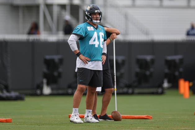 JACKSONVILLE, FL - JUNE 10: Jacksonville Jaguars long snapper Ross Matiscik (46) during Minicamp on June 10, 2026 at Miller Electric Center in Jacksonville, Fl. (Photo by David Rosenblum Icon Sportswire) NFL, American Football Herren, USA JUN 10 Jacksonville Jaguars Minicamp EDITORIAL USE ONLY Icon260610162178