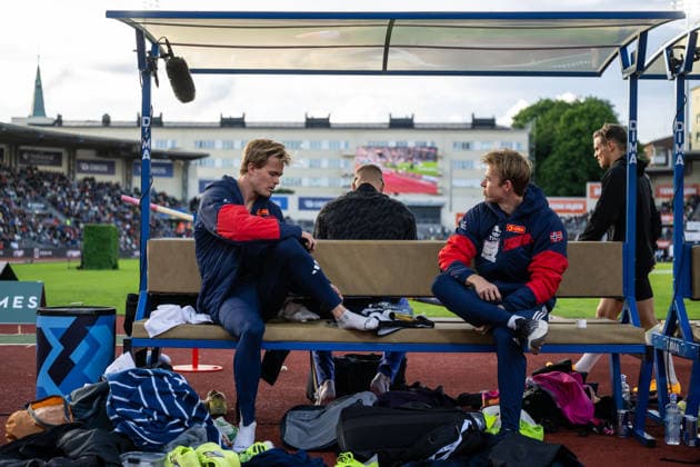 260610 Sondre Guttormsen and Simen Guttormsen of Norway compete in men s pole vault during the Diamond League athletics competition Bislett Games on June 10, 2026 in Oslo Photo Jon Olav Nesvold BILDBYRAN COP 217 MM0071 bbeng friidrett friidrott athletics diamond league bislett games 2026 bislett games norge norway  Copyright: JONxOLAVxNESVOLD BB260610JE029