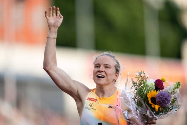 260610 Henriette Jaeger of Norway celebrates after women™s 400 meter final during the Diamond League athletics competition Bislett Games on June 10, 2026 in Oslo Photo Marius Simensen BILDBYRAN COP 238 MM0071 bbeng friidrett friidrott athletics diamond league bislett games 2026 bislett games norway jubel  Copyright: MARIUSxSIMENSEN BB260610BB592