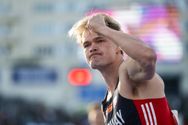 260610 Sondre Guttormsen of Norway celebrates in men s pole vault during the Diamond League athletics competition Bislett Games on June 10, 2026 in Oslo Photo Jon Olav Nesvold BILDBYRAN COP 217 MM0071 bbeng friidrett friidrott athletics diamond league bislett games 2026 bislett games norway jubel  Copyright: JONxOLAVxNESVOLD BB260610JE036