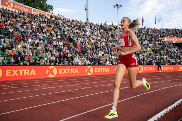260610 Amalie Saeten of Norway competes in women™s 3000 meter during the Diamond League athletics competition Bislett Games on June 10, 2026 in Oslo Photo Jon Olav Nesvold BILDBYRAN COP 217 MM0071 bbeng friidrett friidrott athletics diamond league bislett games 2026 bislett games norge norway  Copyright: JONxOLAVxNESVOLD BB260610JE038