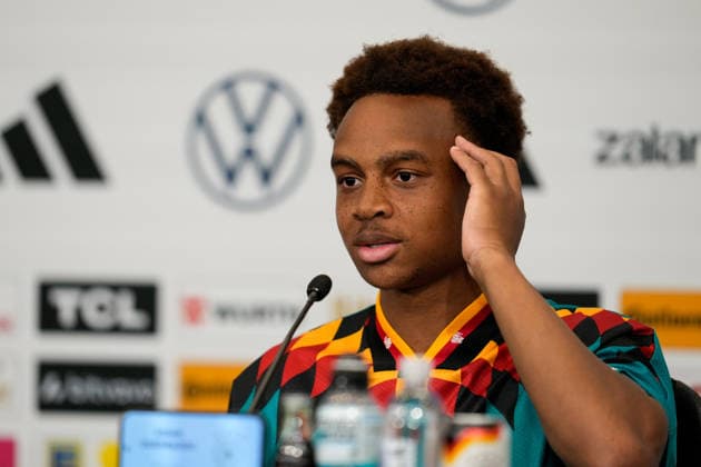 Assan Ouedraogo Germany, 25 attends a press conference USA, German national soccer team, press conference, Winston Salem, 10 06 2026 USA, German national soccer team, press conference, Winston Salem, 10 06 2026 Winston Salem Copyright: xEibner-Pressefoto ScottxColemanx EP_SCN