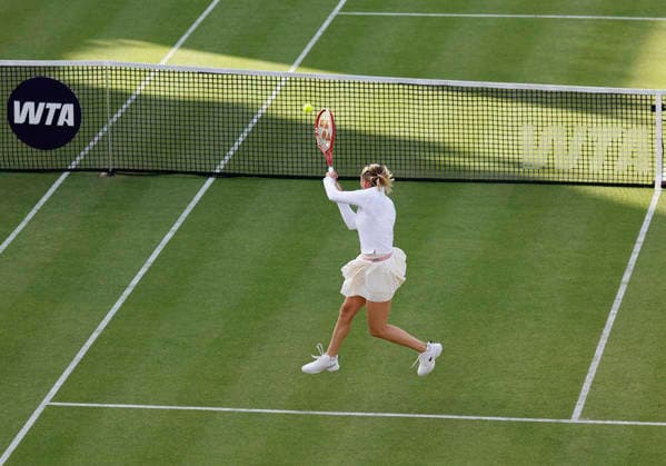 RECORD DATE NOT STATED 10th June 2026; HSBC Championships, Queens Club, West Kensington, London, England; HSBC Championships Tennis, Day One; Donna Vekic (CRO) plays a backhand shot against Marie Bouzkova (CZE) HongboxChen