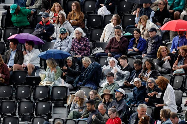 RECORD DATE NOT STATED 10th June 2026; HSBC Championships, Queens Club, West Kensington, London, England; HSBC Championships Tennis, Day One; Tennis fans await the match to resume after a rain delay HongboxChen