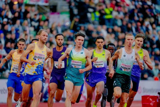 Athletics Bislett Games 2026 Oslo 20260610 Diamond League mens dream mile event during the Bislett Games at Bislett Stadium in Oslo Photo Beate Oma Dahle NTB Oslo Norway EDITORIAL USE ONLY RESTRICTED USE FOR BETTING COMPANIES  Copyright: xBeatexOmaxDahlex xNTBx