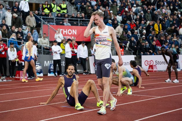 260610 Narve Gilje Nordas of Norway looks dejected after men™s dream mile during the Diamond League athletics competition Bislett Games on June 10, 2026 in Oslo Photo Jon Olav Nesvold BILDBYRAN COP 217 MM0071 bbeng friidrett friidrott athletics diamond league bislett games 2026 bislett games norway depp  Copyright: JONxOLAVxNESVOLD BB260610JE057
