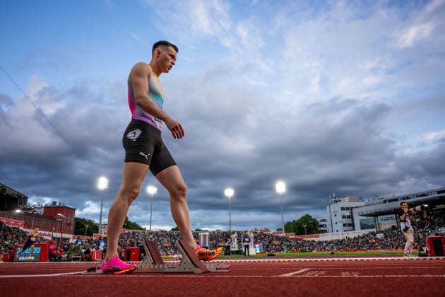 260610 Karsten Warholm of Norway ahead of men™s 400 meter hurdles during the Diamond League athletics competition Bislett Games on June 10, 2026 in Oslo Photo Marius Simensen BILDBYRAN COP 238 MM0071 bbeng friidrett friidrott athletics diamond league bislett games 2026 bislett games norge norway  Copyright: MARIUSxSIMENSEN BB260610BB763
