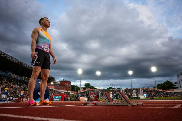 260610 Karsten Warholm of Norway ahead of men™s 400 meter hurdles during the Diamond League athletics competition Bislett Games on June 10, 2026 in Oslo Photo Marius Simensen BILDBYRAN COP 238 MM0071 bbeng friidrett friidrott athletics diamond league bislett games 2026 bislett games norge norway  Copyright: MARIUSxSIMENSEN BB260610BB783