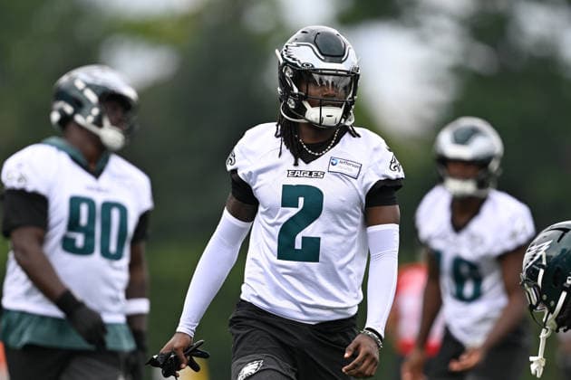PHILADELPHIA, PA - JUNE 10: Philadelphia Eagles cornerback Riq Woolen 2 is shown during the Philadelphia Eagles off season minicamp on June 10th, 2026 at the Jefferson Health Training Complex in Philadelphia, PA. (Photo by Terence Lewis Icon Sportswire) NFL, American Football Herren, USA JUN 10 Philadelphia Eagles Minicamp EDITORIAL USE ONLY Icon260610012