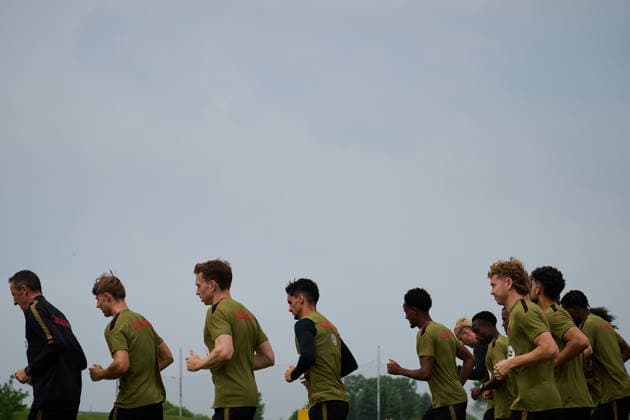 June 10, 2026, Toronto, On, Canada: Players warm up during a Team Canada World Cup training session in Toronto, on Wednesday, June 10, 2026. Canada News - June 10, 2026  - ZUMAc35_ 20260610_zaf_c35_074 Copyright: xSammyxKoganx