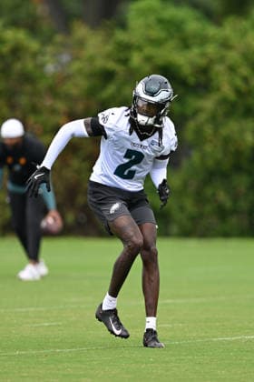 PHILADELPHIA, PA - JUNE 10: Philadelphia Eagles cornerback Riq Woolen 2 is shown during the Philadelphia Eagles off season minicamp on June 10th, 2026 at the Jefferson Health Training Complex in Philadelphia, PA. (Photo by Terence Lewis Icon Sportswire) NFL, American Football Herren, USA JUN 10 Philadelphia Eagles Minicamp EDITORIAL USE ONLY Icon260610018